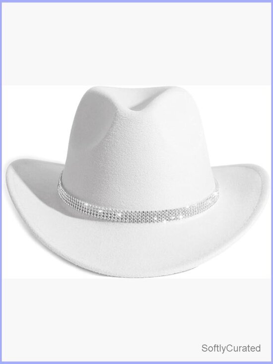 Shiny Rhinestone Cowgirl Hat Bling Wide Brim Cowboy Hat Party